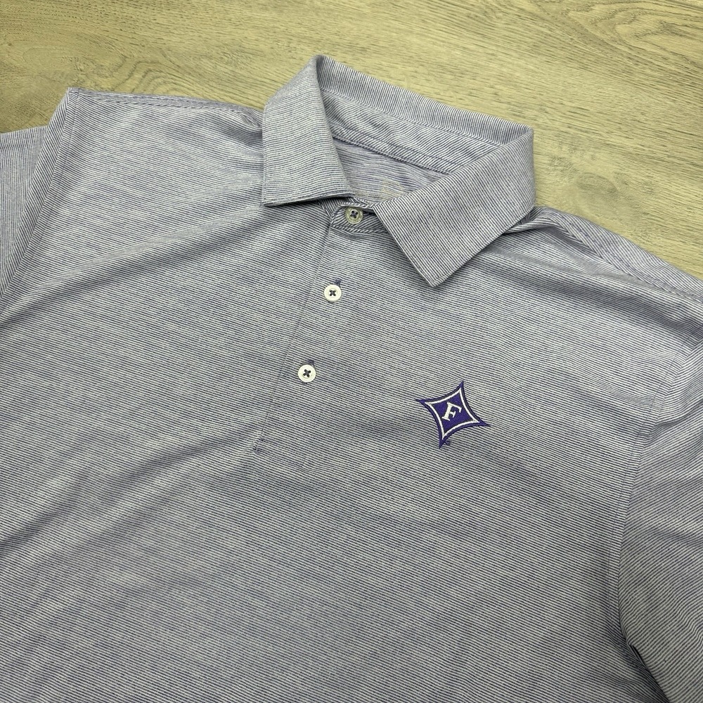 Furham University Southern Tide Purple‎ Polo Men's Sz M STAINS Golf Prep Frat